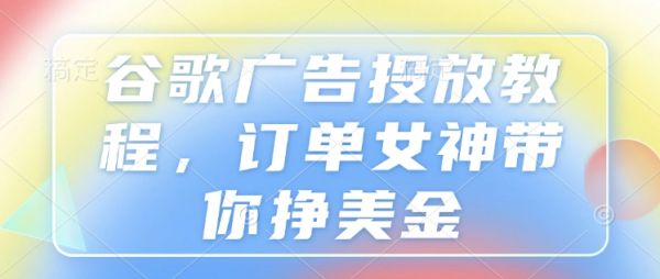 谷歌广告投放教程，订单女神带你挣美金-副业资源站 | 数域行者