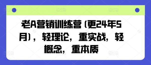 老A营销训练营(更25年1月)，轻理论，重实战，轻概念，重本质-副业资源站 | 数域行者