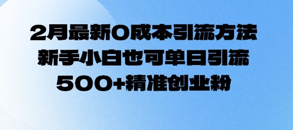 2月最新0成本引流方法，新手小白也可单日引流500+精准创业粉-副业资源站 | 数域行者