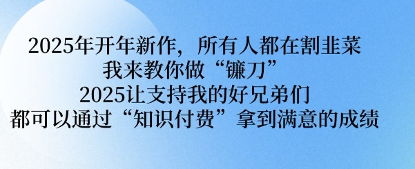 2025年开年新作，所有人都在割韭菜，我来教你做“镰刀” 2025让支持我的好兄弟们都可以通过“知识付费”拿到满意的成绩【揭秘】-副业资源站 | 数域行者