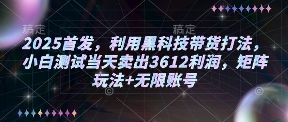 2025首发，利用黑科技带货打法，小白测试当天卖出3612利润，矩阵玩法+无限账号【揭秘】-副业资源站 | 数域行者