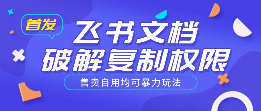 首发飞书文档破解复制权限，售卖自用均可暴力玩法-副业资源站 | 数域行者