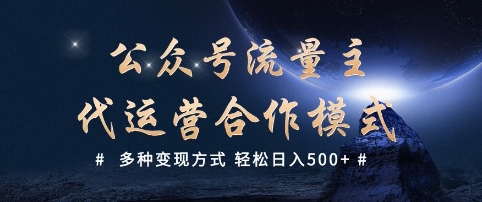 公众号流量主代运营  多种变现方式 轻松日入5张【揭秘】-副业资源站 | 数域行者