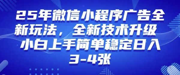 2025年微信小程序最新玩法纯小白易上手，稳定日入多张，技术全新升级【揭秘】-副业资源站 | 数域行者