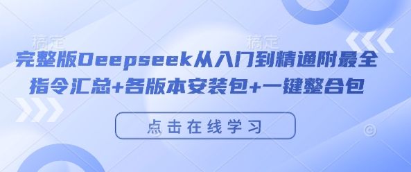 完整版Deepseek从入门到精通附最全指令汇总+各版本安装包+一键整合包-副业资源站 | 数域行者