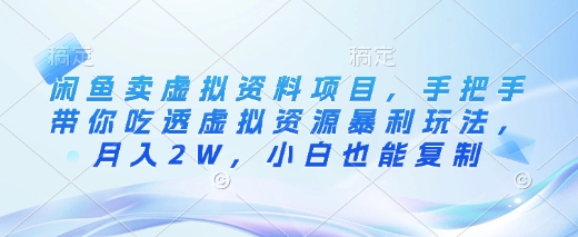 闲鱼卖虚拟资料项目，手把手带你吃透虚拟资源暴利玩法，月入2W，小白也能复制-副业资源站 | 数域行者