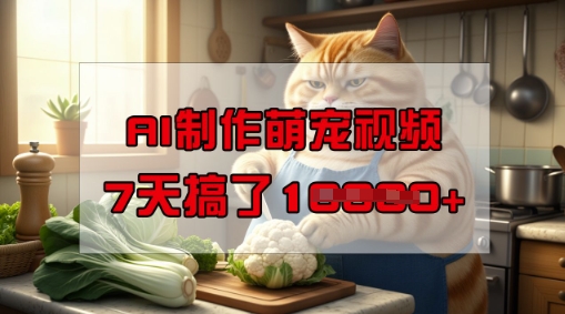 靠AI制作萌宠视频，操作简单门槛低，有手机就行，7天搞了1W-副业资源站 | 数域行者