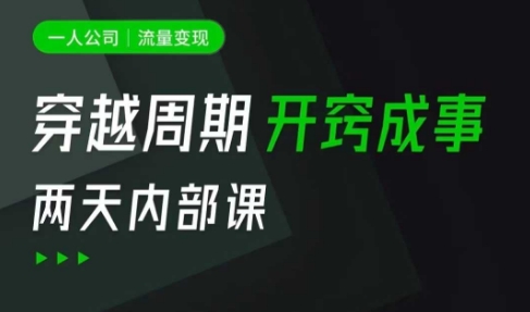 一人公司：流量变现课，一人公司的方法模型拆解， 拆解富人思维，流量思维，小老板思维等-副业资源站 | 数域行者