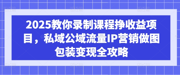 2025教你录制课程挣收益项目，私域公域流量IP营销做图包装变现全攻略-副业资源站 | 数域行者